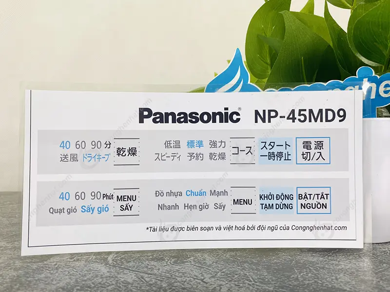 Hướng dẫn sử dụng máy rửa bát Panasonic NP-45MD9S