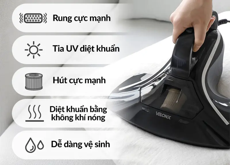 Máy hút bụi chăn nệm Velonix SHVC-017WH