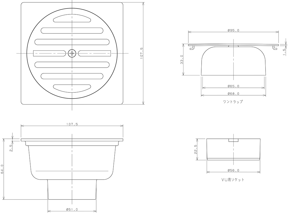 Thông số kỹ thuật thoát sàn Kakudai 422-310-50