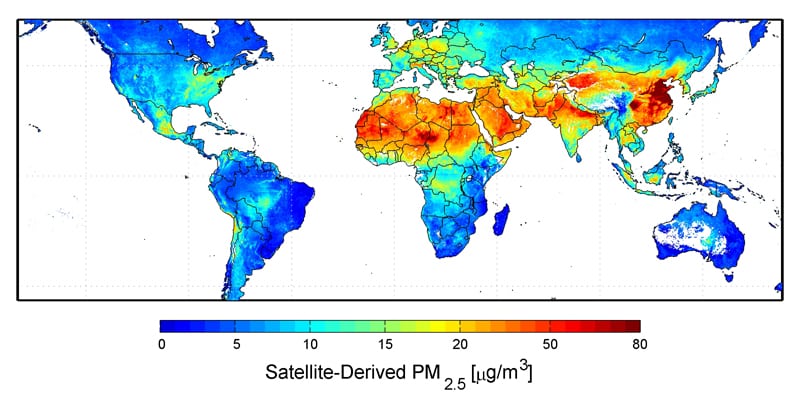 Ô nhiễm bụi PM 2.5 trên thế giới