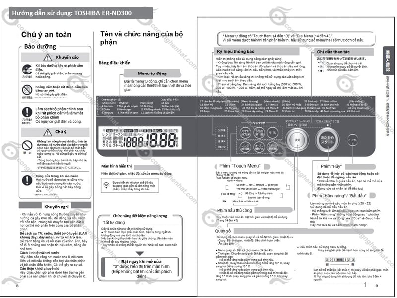 Hướng dẫn sử dụng lò vi sóng Toshiba ER-ND300 | Công Nghệ Nhật