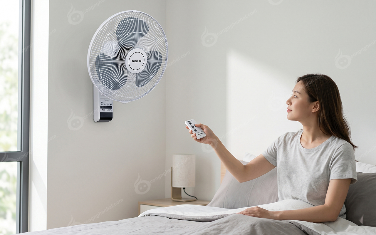 Quạt treo tường Toshiba F-WSA20(H)VN 3 cánh 3 tốc độ gió Quạt treo tường Toshiba F-WSA20(H)VN 5