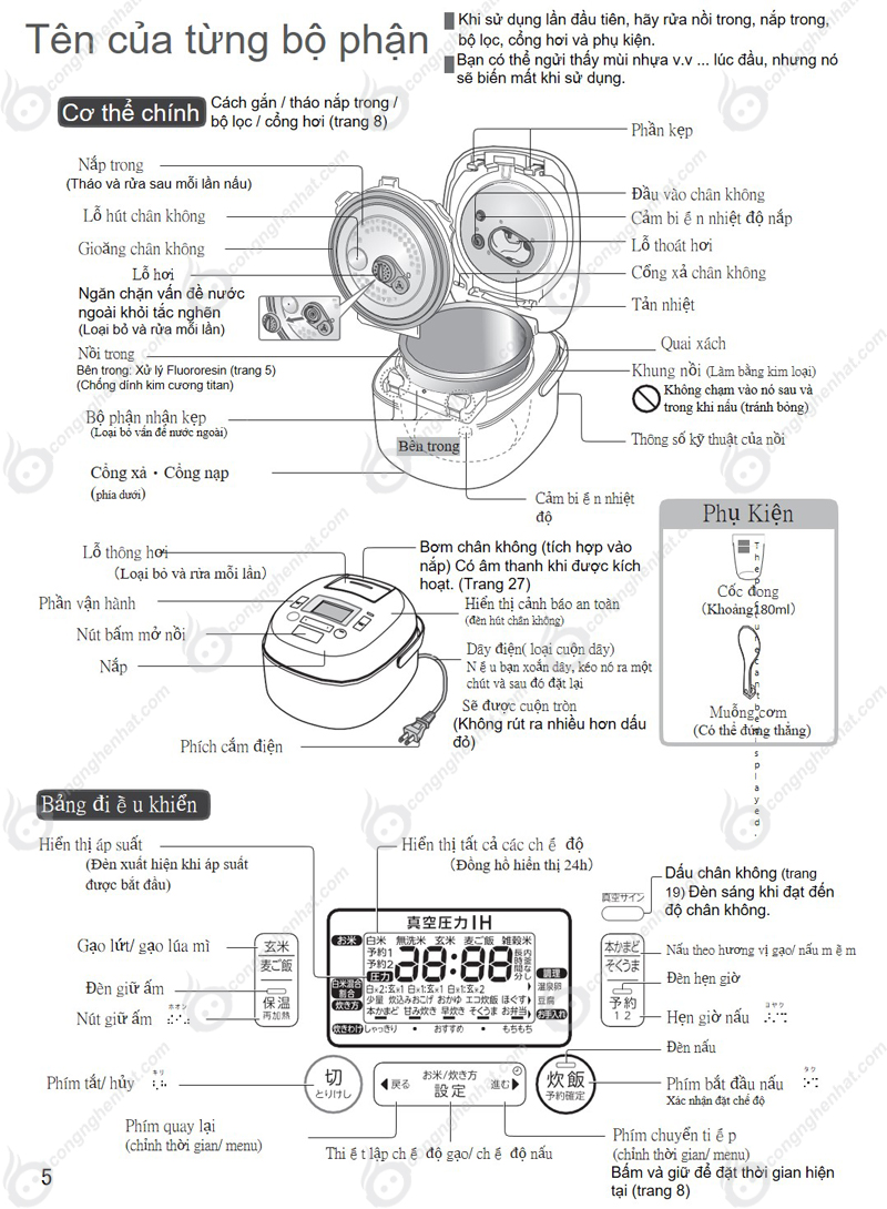 Hướng dẫn sử dụng nồi cơm Toshiba RC-18VSN