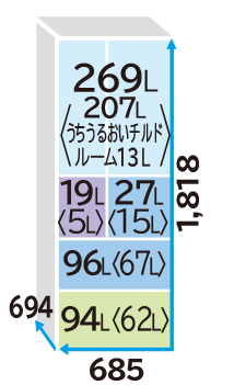 Kích thước Hitachi R-X51N-XN