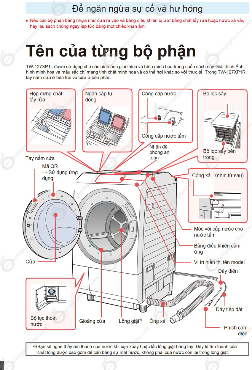 Hướng dẫn sử dụng máy giặt Toshiba TW-127XP1L