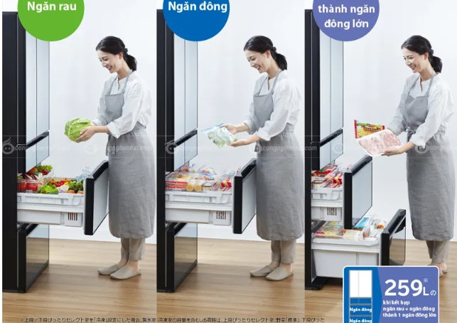 Tủ lạnh Hitachi Nhật 9 cách chuyển đổi ngăn tủ cực dễ