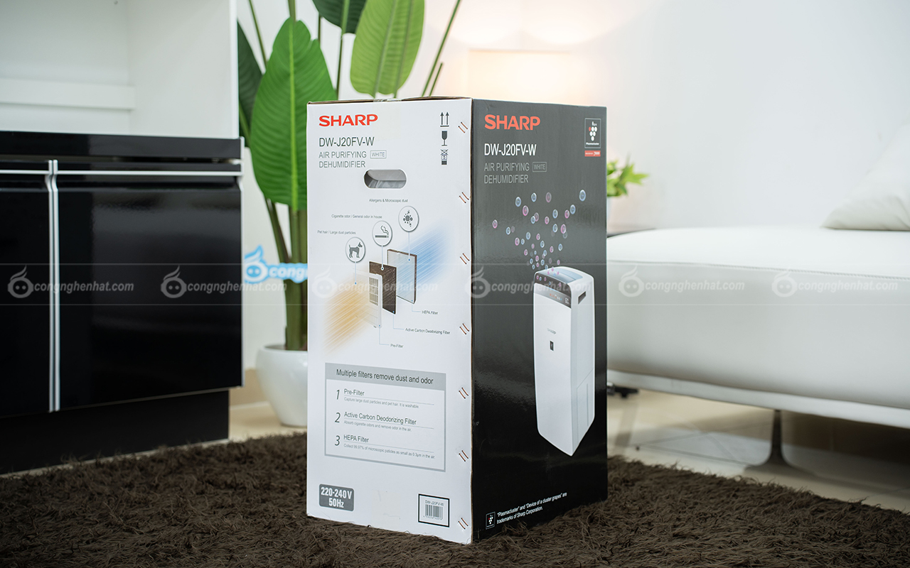 Máy lọc không khí và hút ẩm Sharp DW-J20FV-W 20L nước /ngày Máy lọc không khí và hút ẩm Sharp DW-J20FV-W