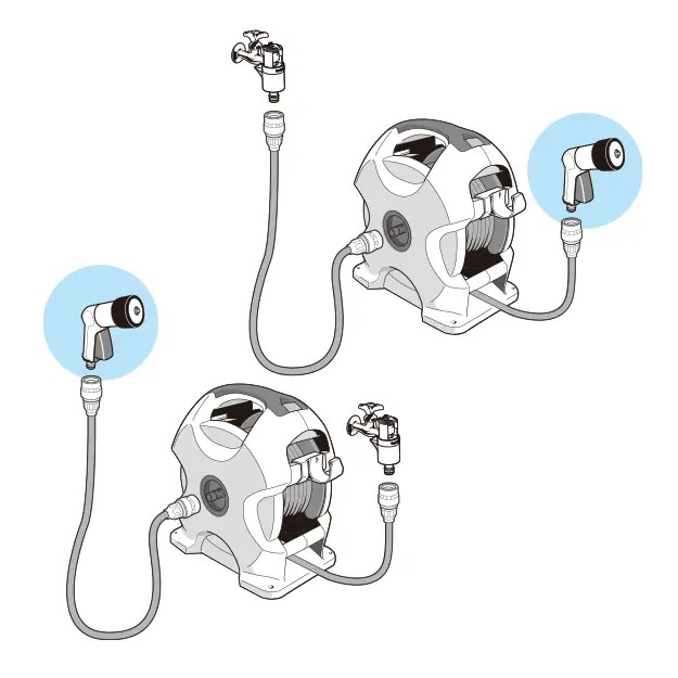 Bộ vòi tưới cây 15m Takagi R715FJC2 thu rút tự động Bộ vòi tưới cây 15m Takagi R715FJC2 thu rút tự động