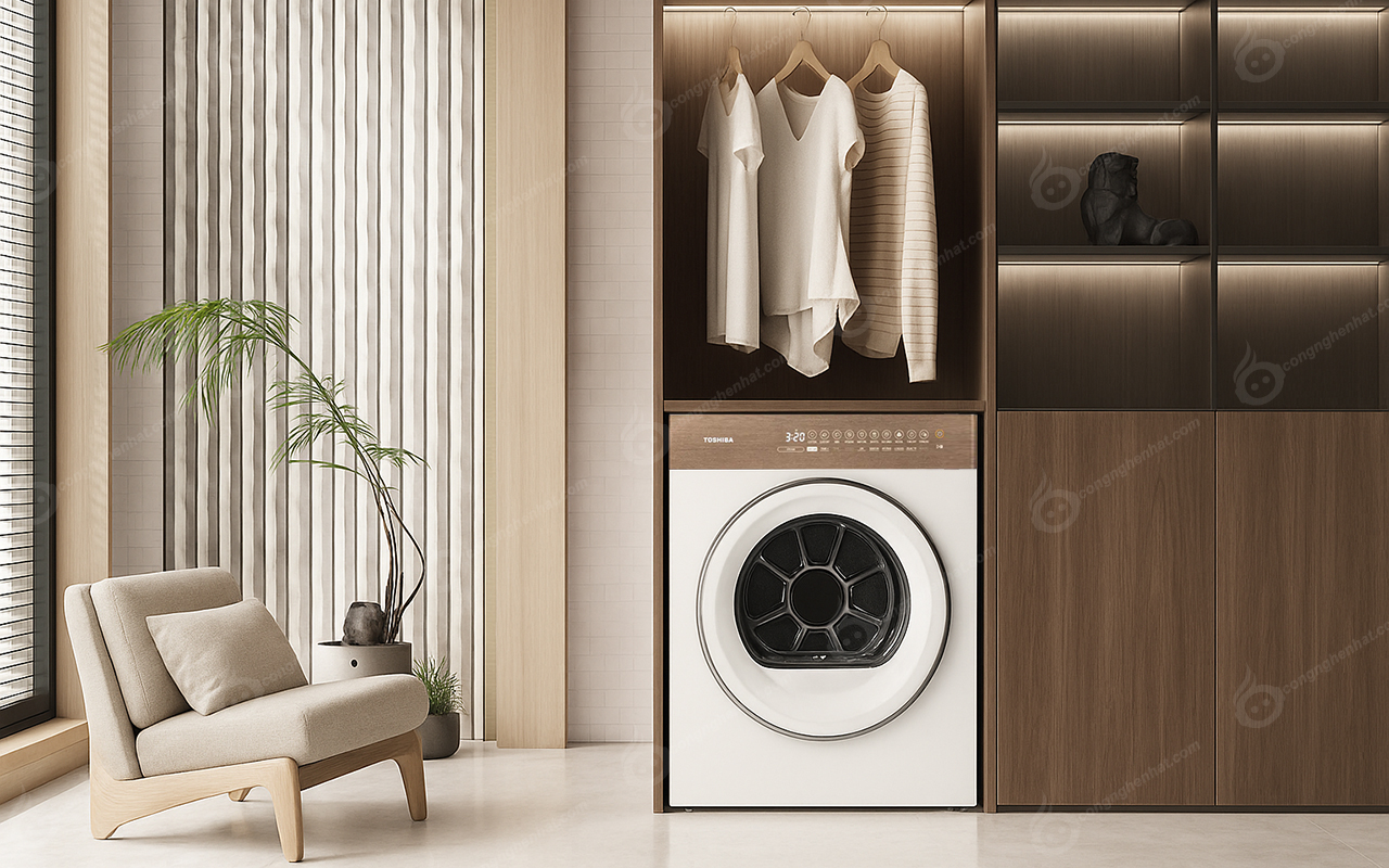 Máy sấy bơm nhiệt Toshiba TD-T37BS90HWV(WT) 8kg Máy sấy Toshiba TD-T37BS90HWV(WT)